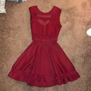 Beautiful A-line red mesh dress